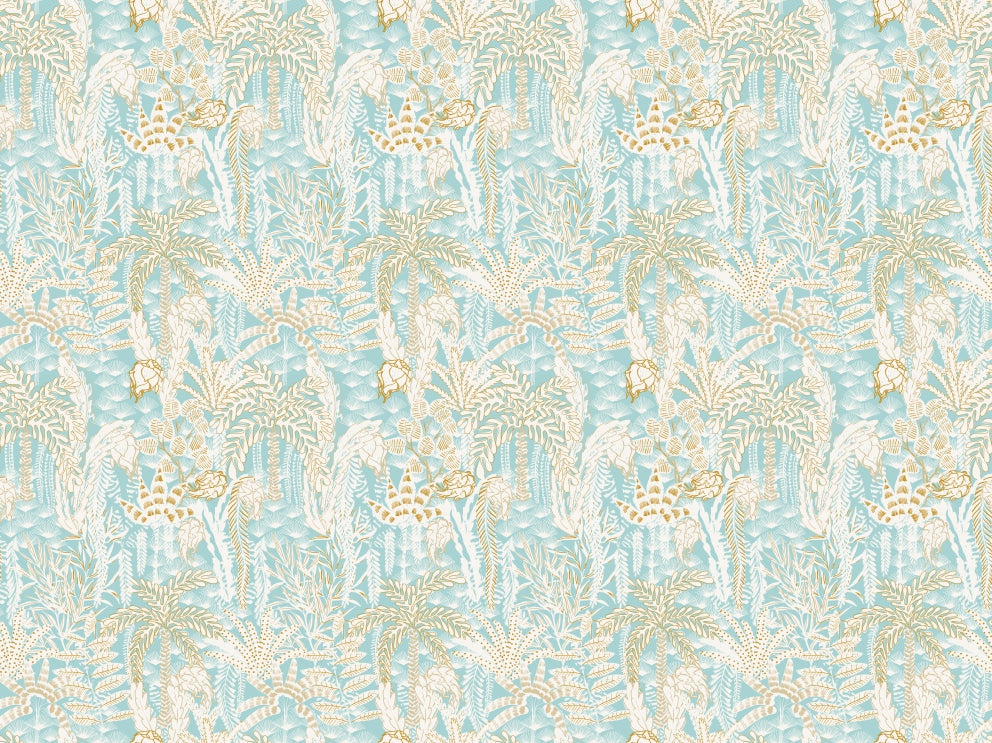 abstract palm fans teal wallpaper