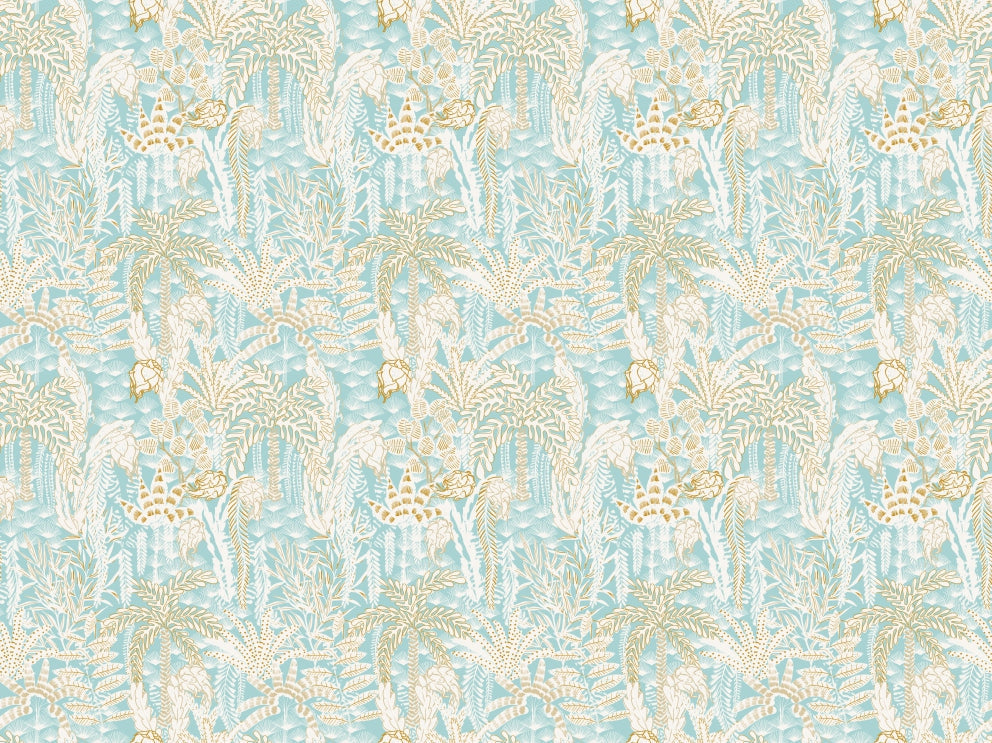 abstract palm fans teal wallpaper