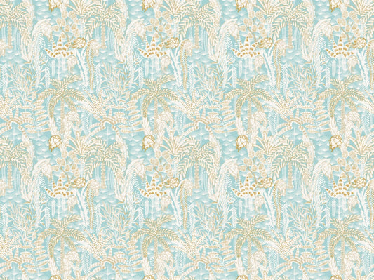 abstract palm fans teal wallpaper