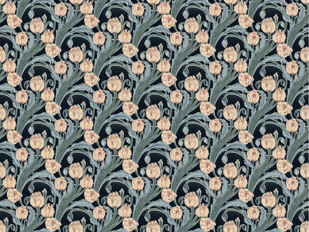 Victorian Cottage Nighty Garden Wallpaper