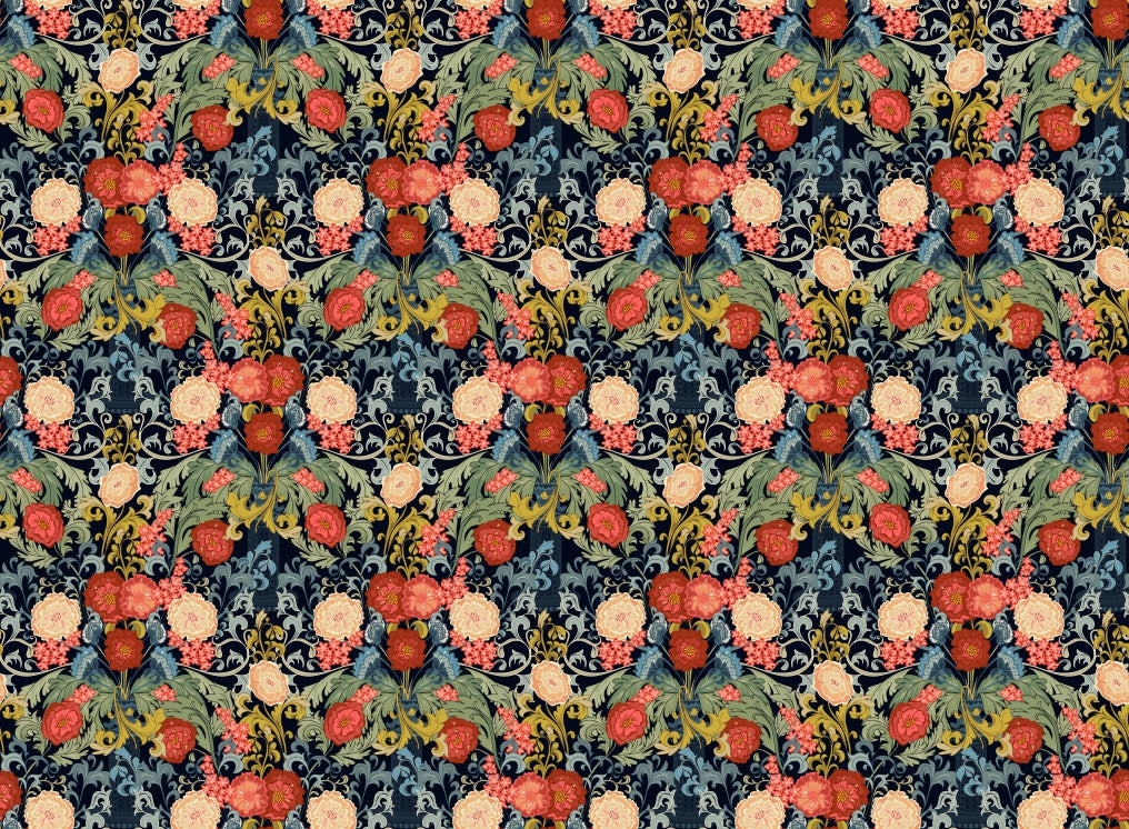 Rose Mosaic Flowers Wallpaper in your room — zoomed