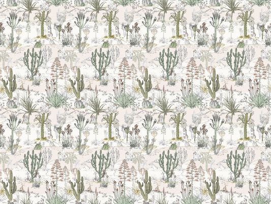 whimsical cactus landscape wallpaper