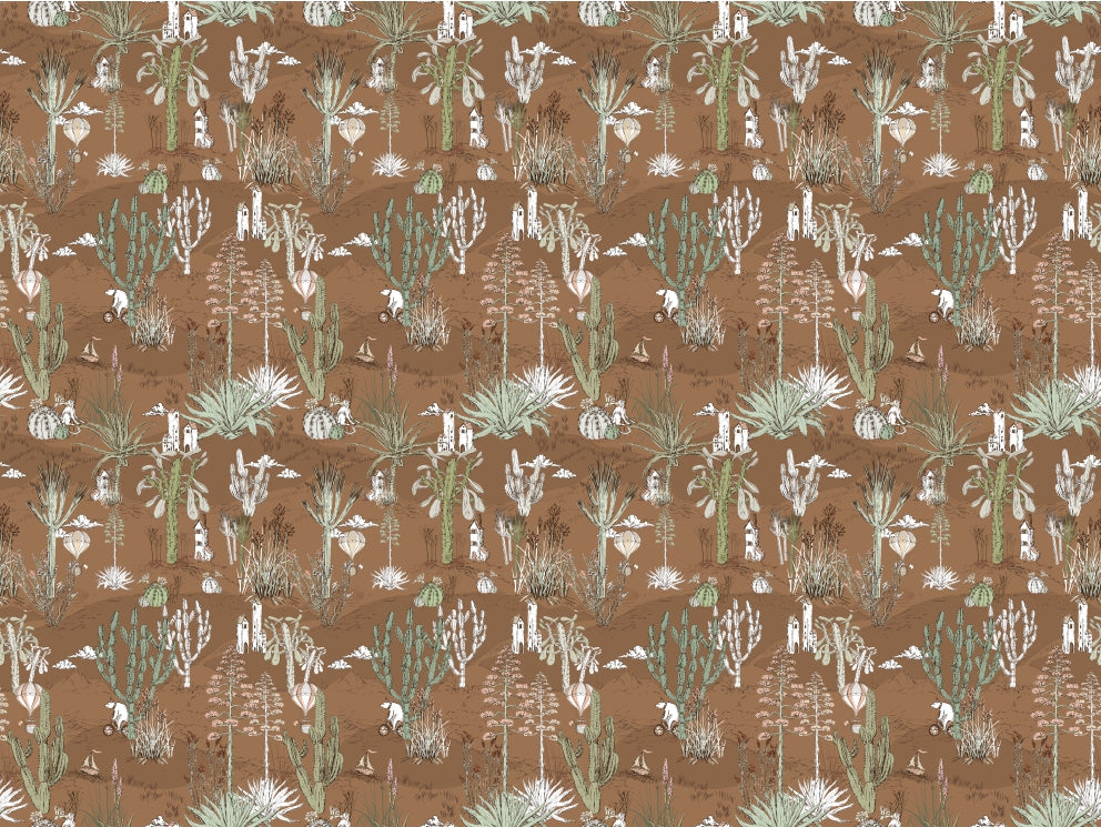 cactus landscape brown wallpaper