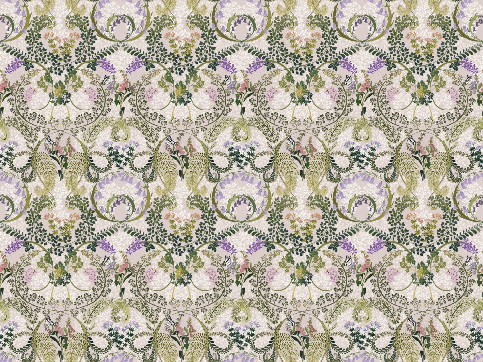 Woodland Fauna Creme Botanical Wallpaper