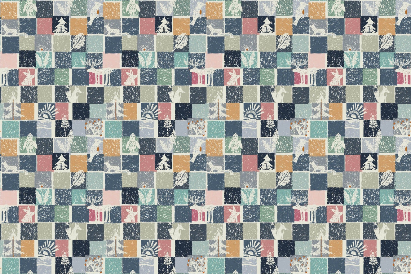 Forest Fauna Mosaic Wallpaper