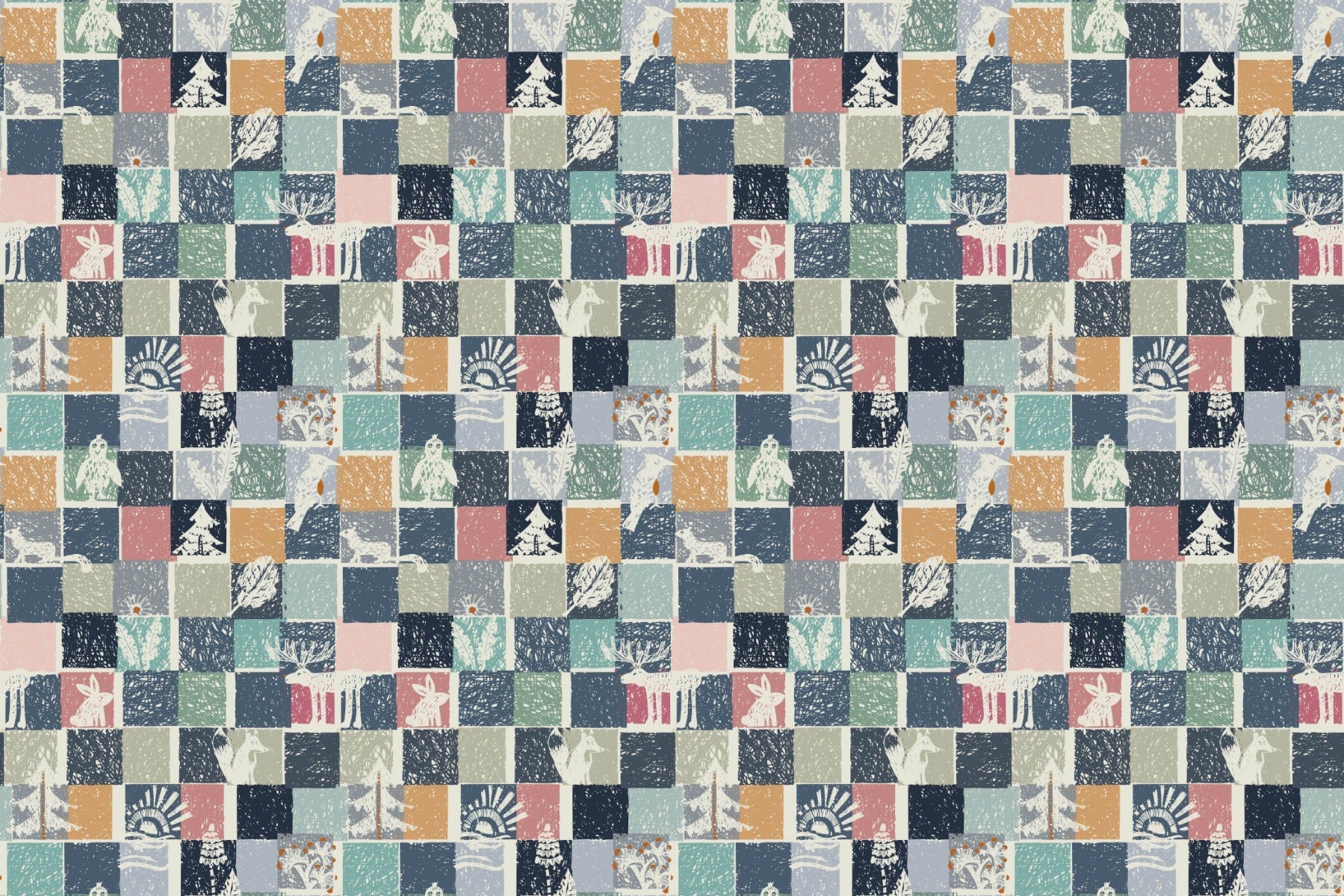 Forest Fauna Mosaic Wallpaper