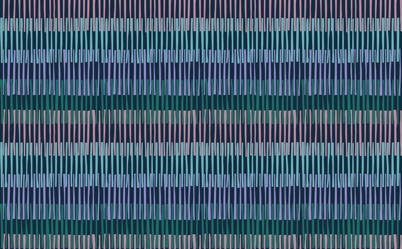 Midnight Rhythmic Striped Wallpaper