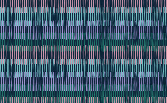 Midnight Rhythmic Striped Wallpaper