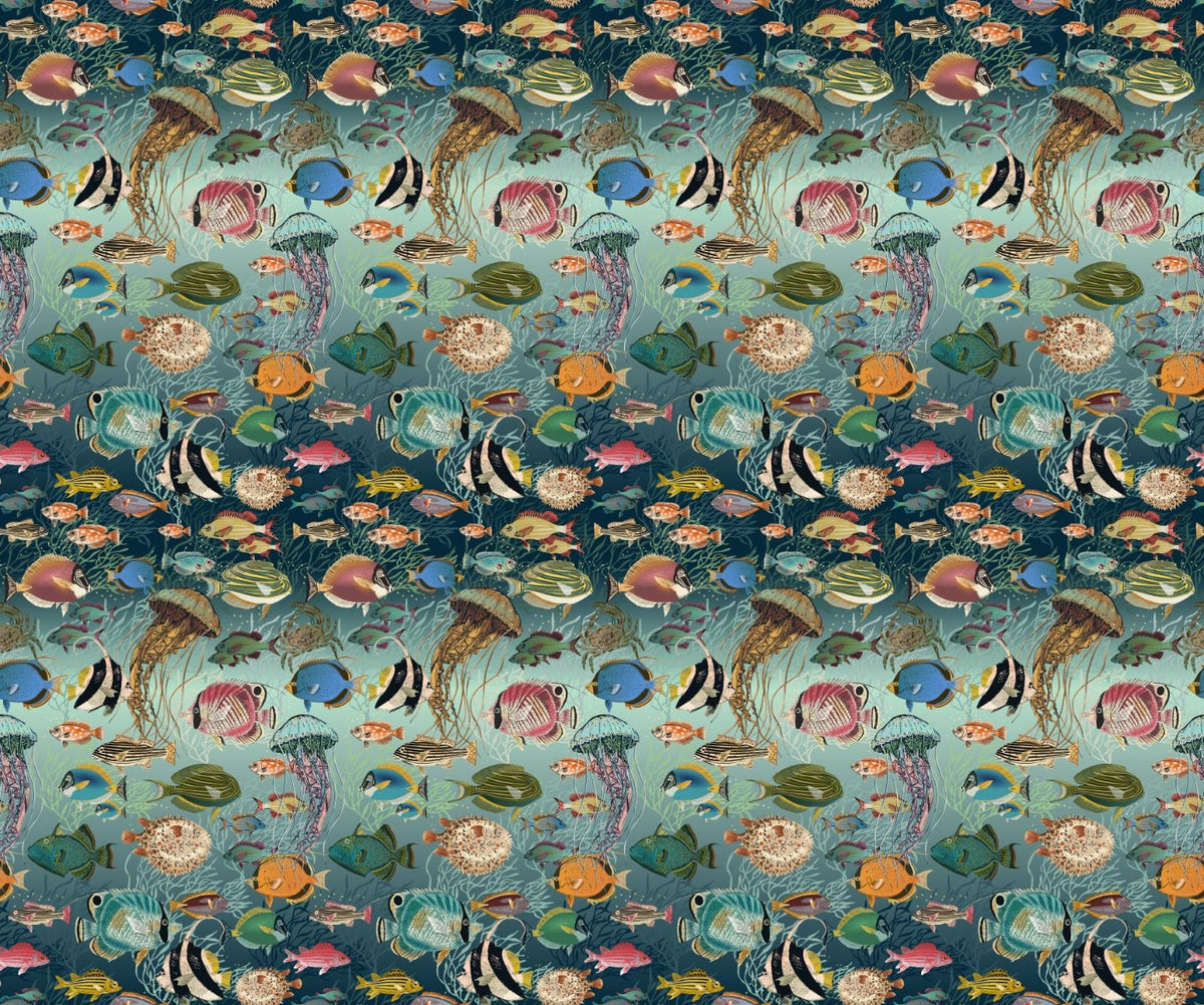 Enchanting Marine Mosaic Wallpaper in your room — zoomed