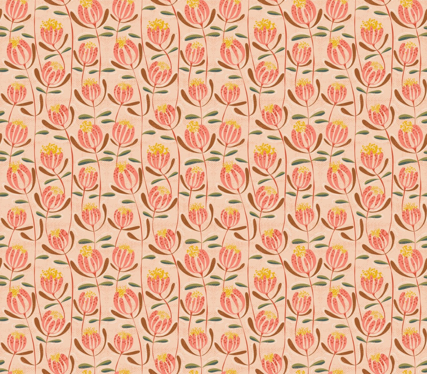Peachy Skandi Floral Wallpaper