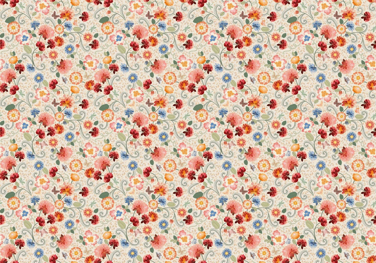 Ornate Floral Mosaic Wallpaper