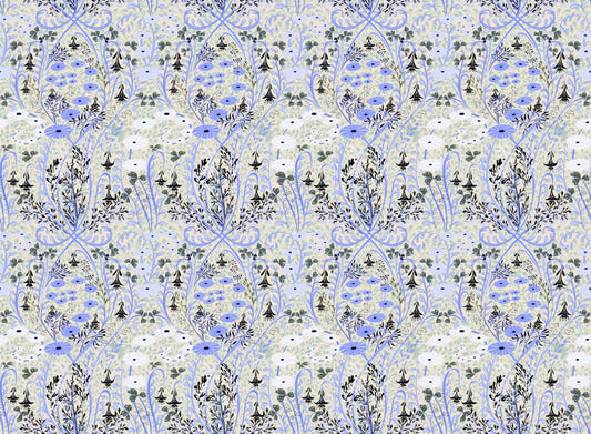 Whimsical Meadow Periwinkle Wallpaper