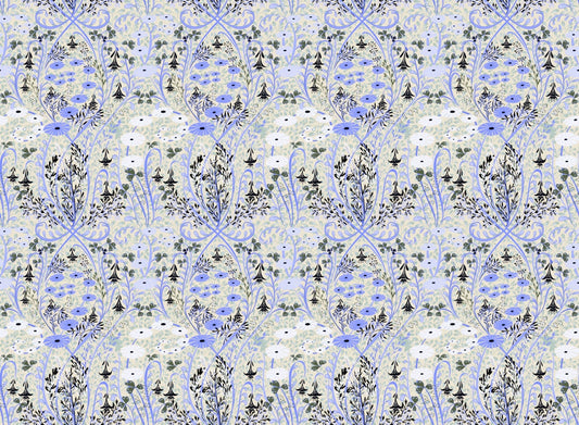 Whimsical Meadow Periwinkle Wallpaper