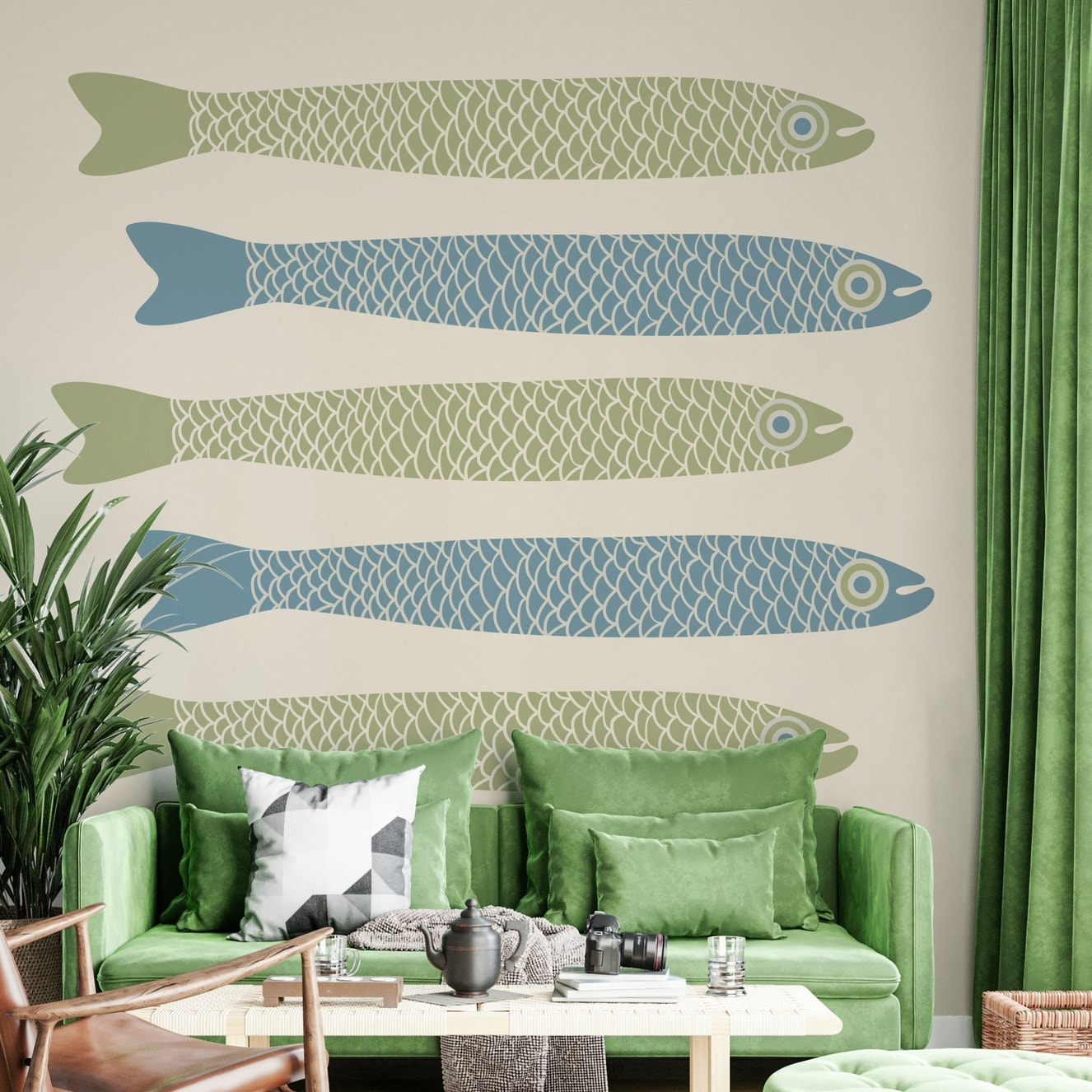 Anchovies retro mural wallpaper
