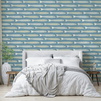 Anchovy fish wallpaper in retro style