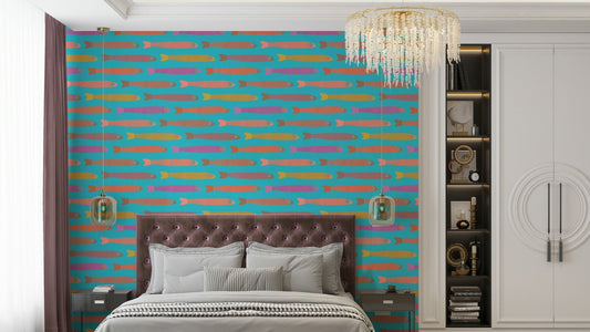 Anchovies retro wallpaper design
