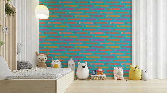 Artistic mural wallpaper for kitchens
