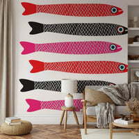 Retro seafood-inspired wallpaper design

