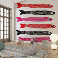 Bold fish pattern mural wallpaper
