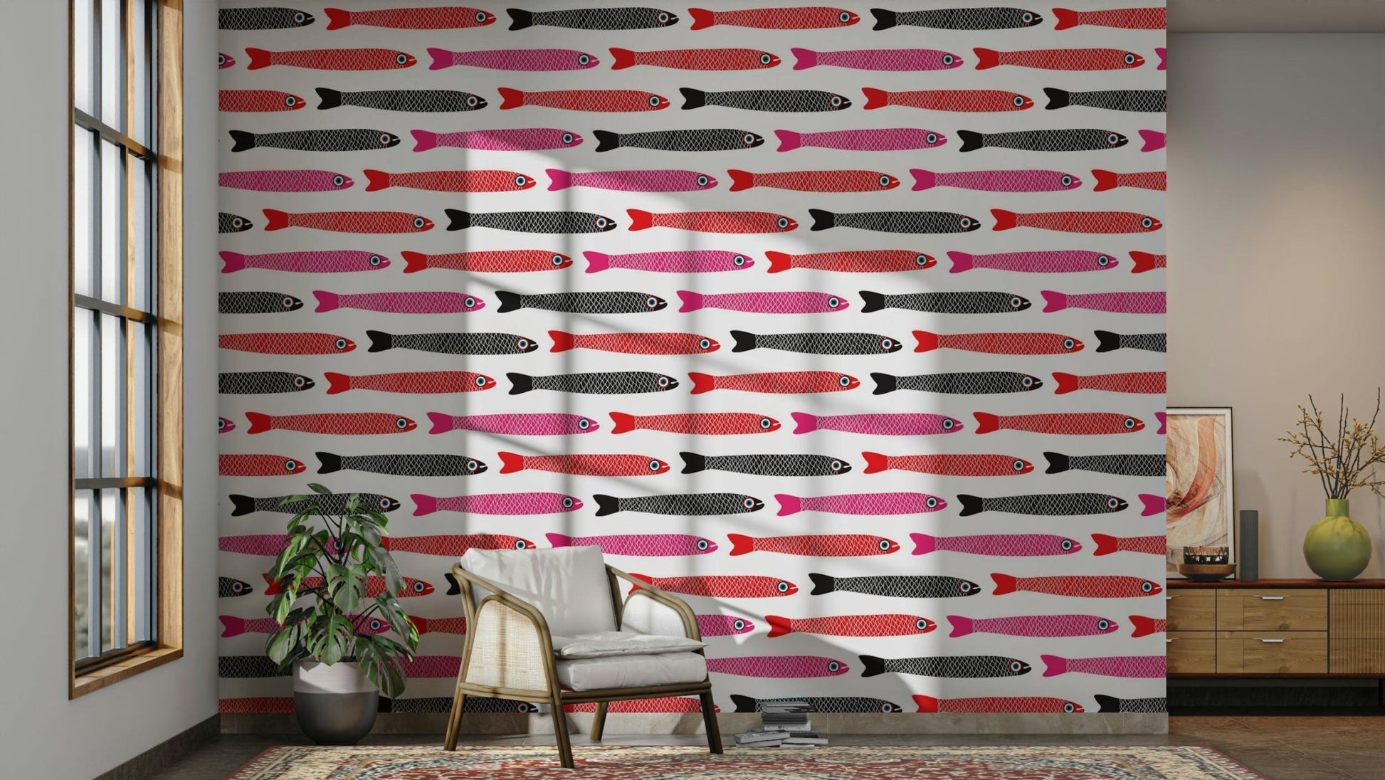 Anchovies retro wallpaper design
