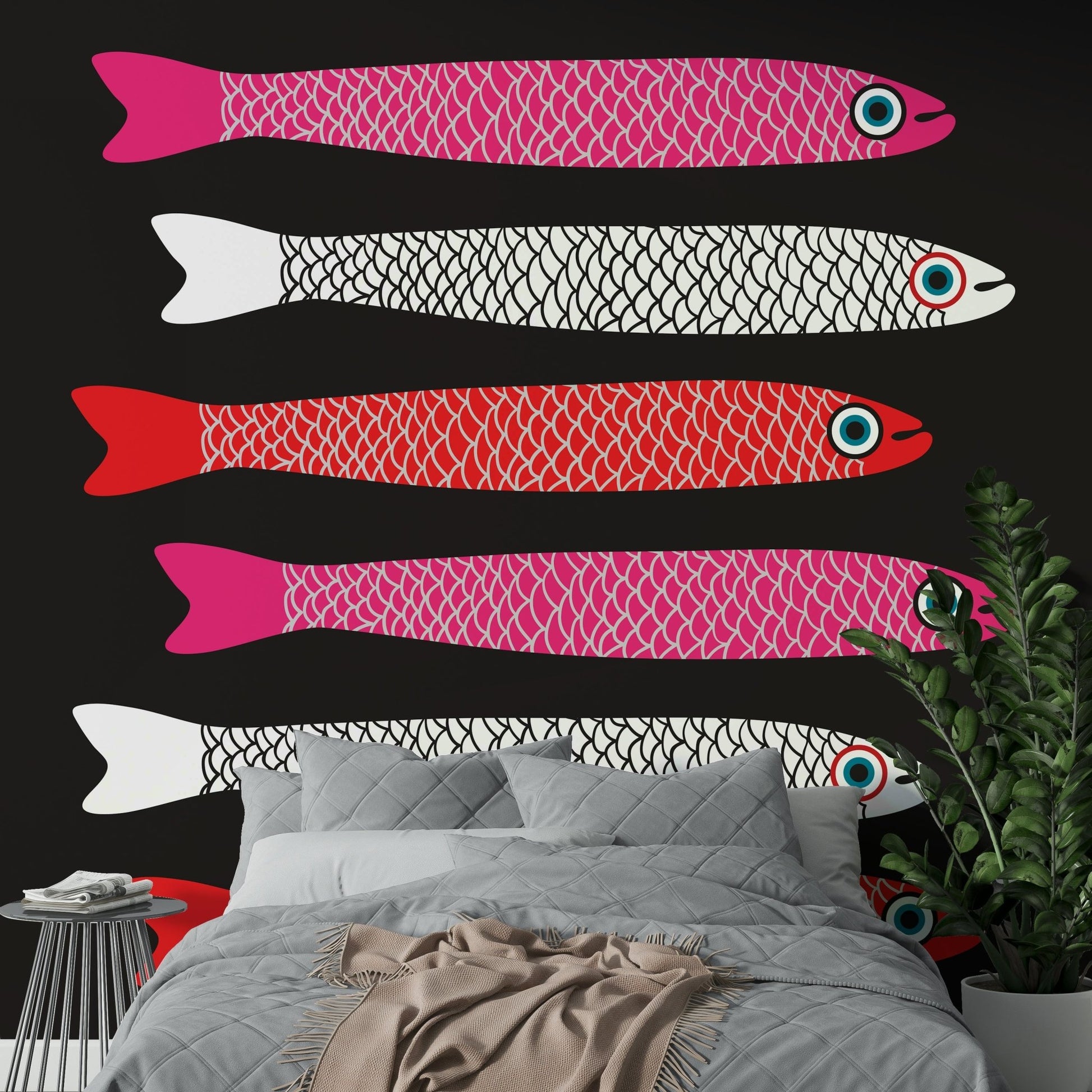 Retro fish design for dining walls
