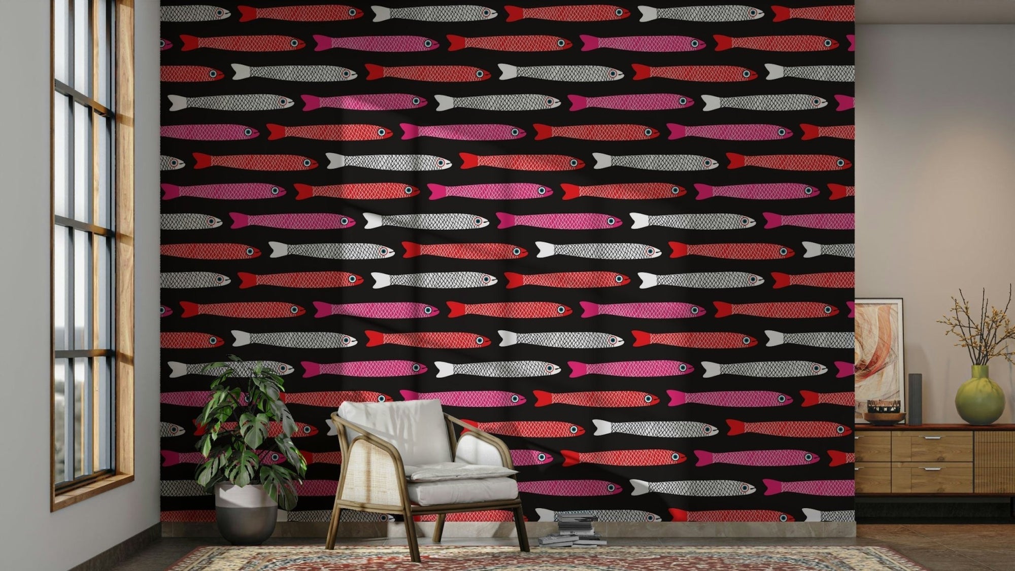 Anchovies retro wallpaper design, GD2566