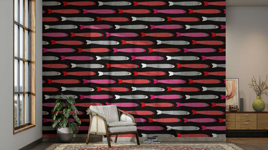 Anchovies retro wallpaper design
