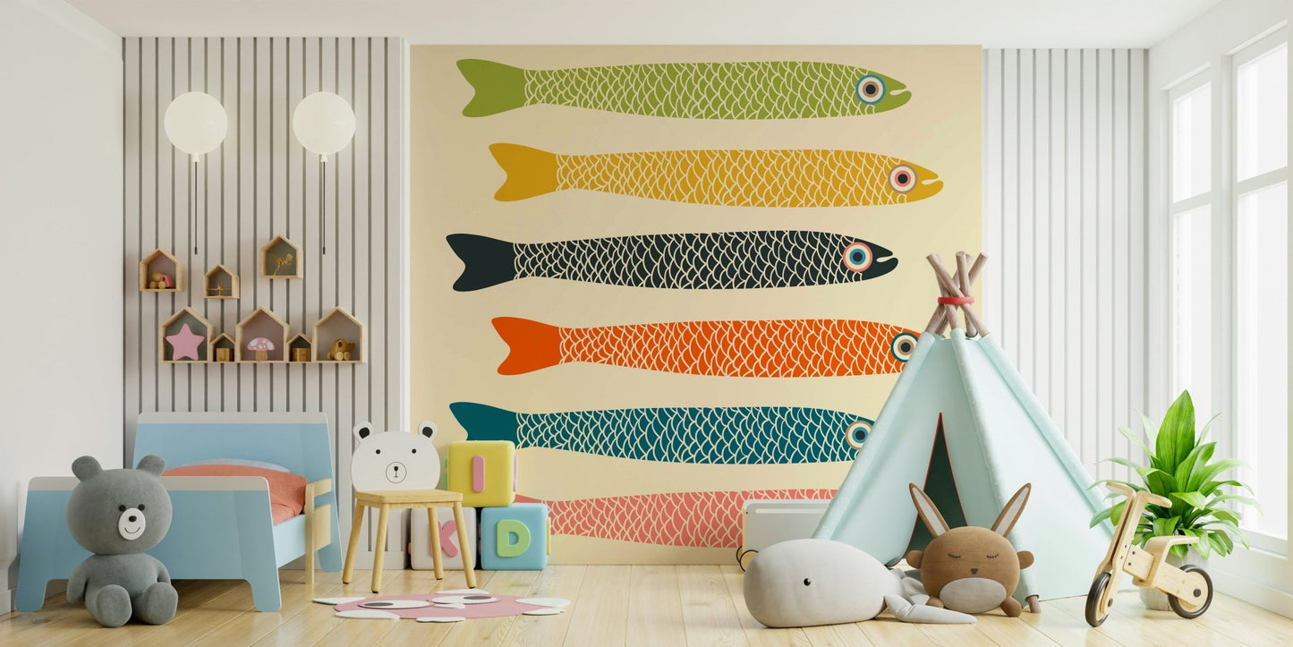 Vintage Retro Fish Design Anchovies Mural

