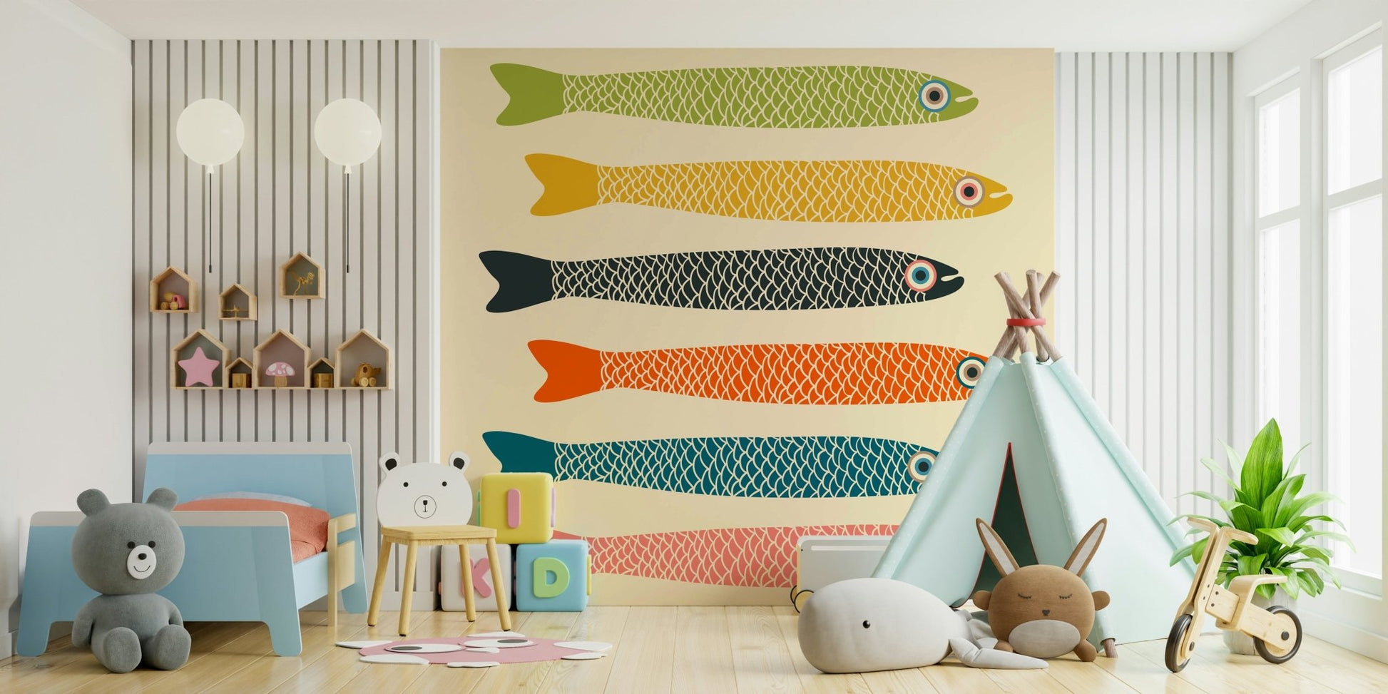 Vintage Retro Fish Design Anchovies Mural

