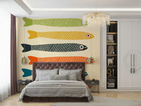 Vintage Multicolored Fish Wall Mural


