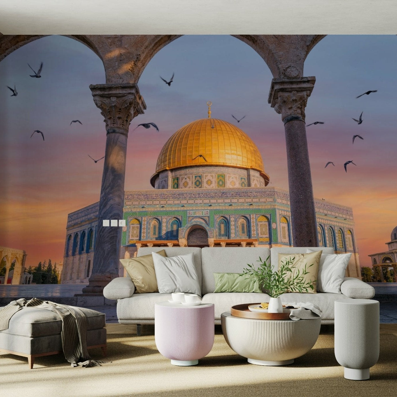 Reflective wall design with sacred elements, GD1962