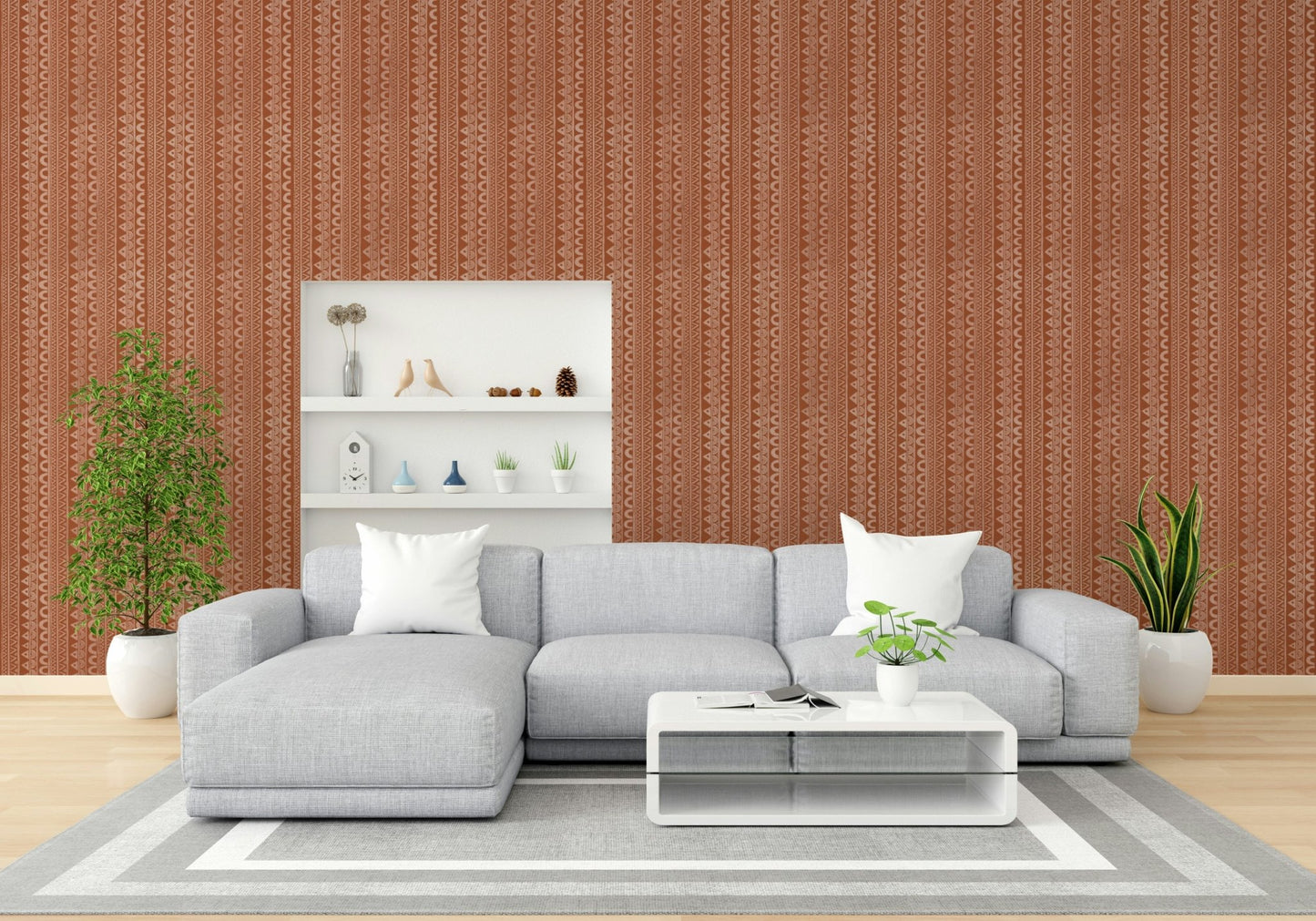 Wall mural with whimsical shapes and colors

