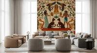 hallway face Ancient Echoes Wall Mural in a refined sitting room