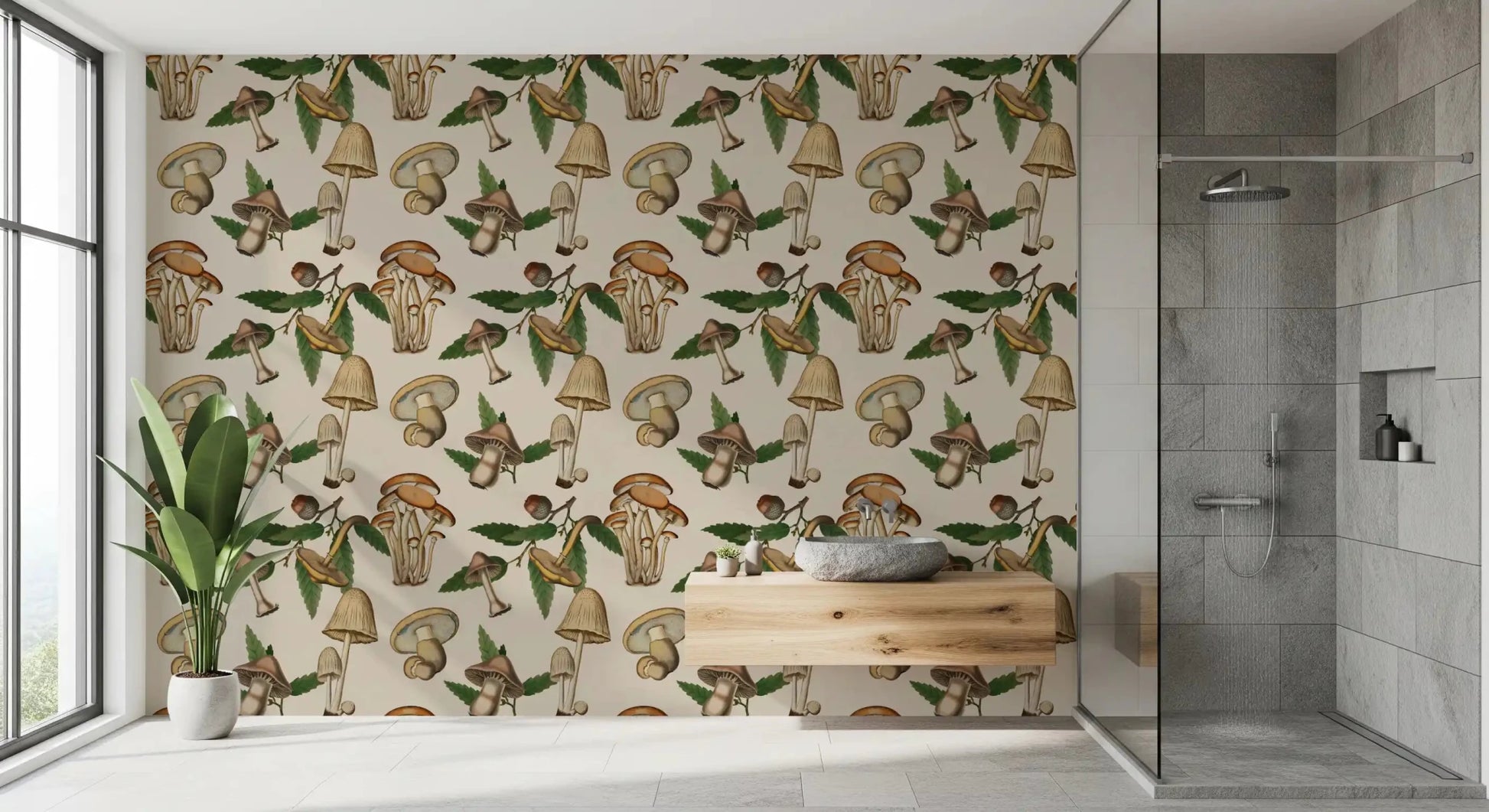 Earthy illustrated detail across Forest Acorns wallpaper design