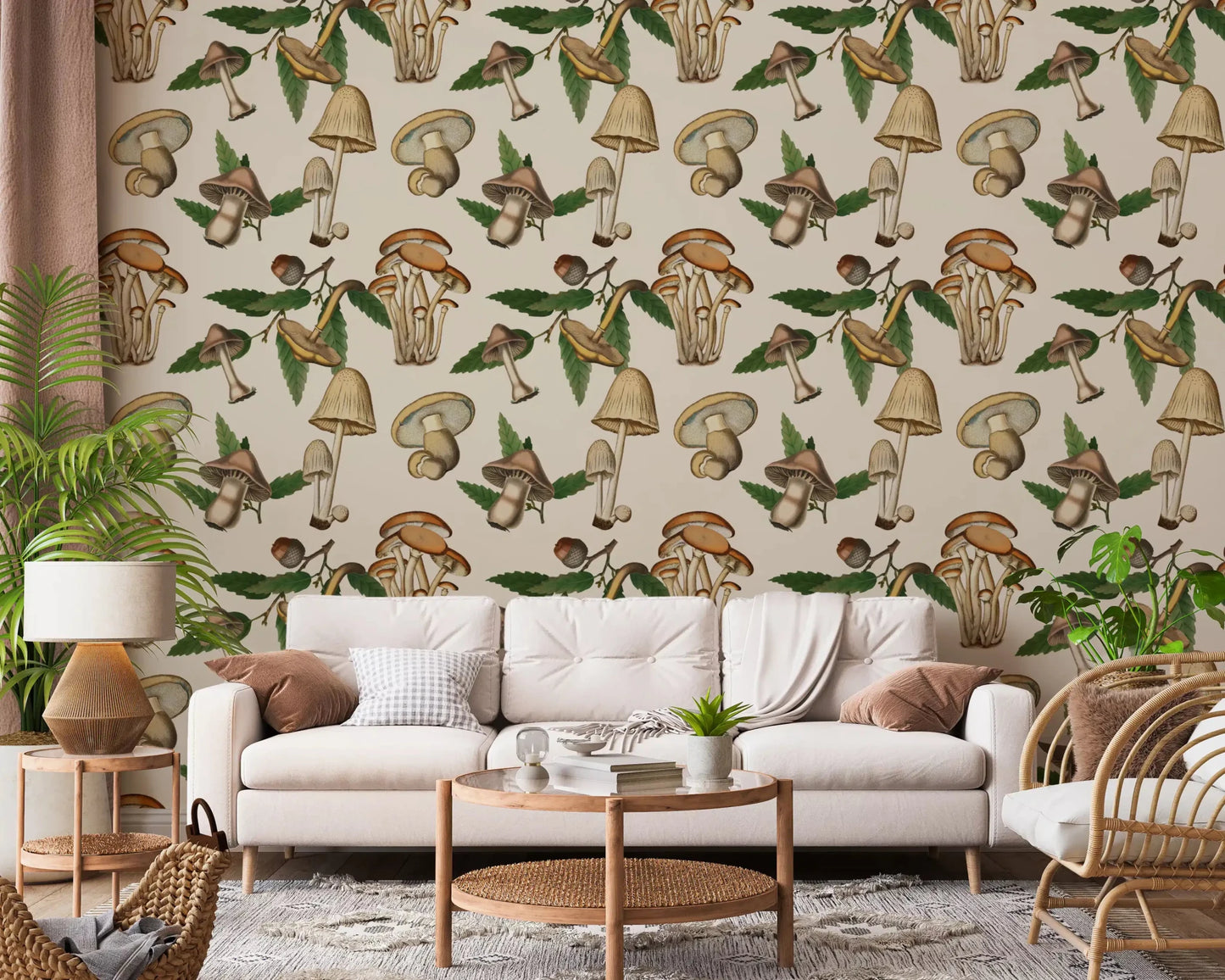 Calm natural surface from Mushrooms and Acorns wallpaper print