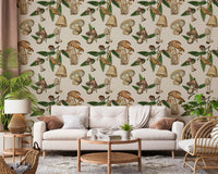 Calm natural surface from Mushrooms and Acorns wallpaper print