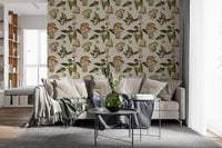 Hallway styled in Mushrooms and Acorns wallpaper on a light base
