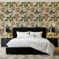 Vintage botanical look from Ancient Forest Mushrooms wallpaper art