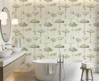 Calm cream surface with Forest mushroom motifs and fine detailing