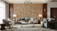 A spacious lounge softened by Ancient Glyphs Wall Mural and ancient wall texture