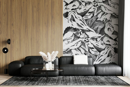 Hand drawn Andes Wall Mural featuring snowy mountain peaks GD5369