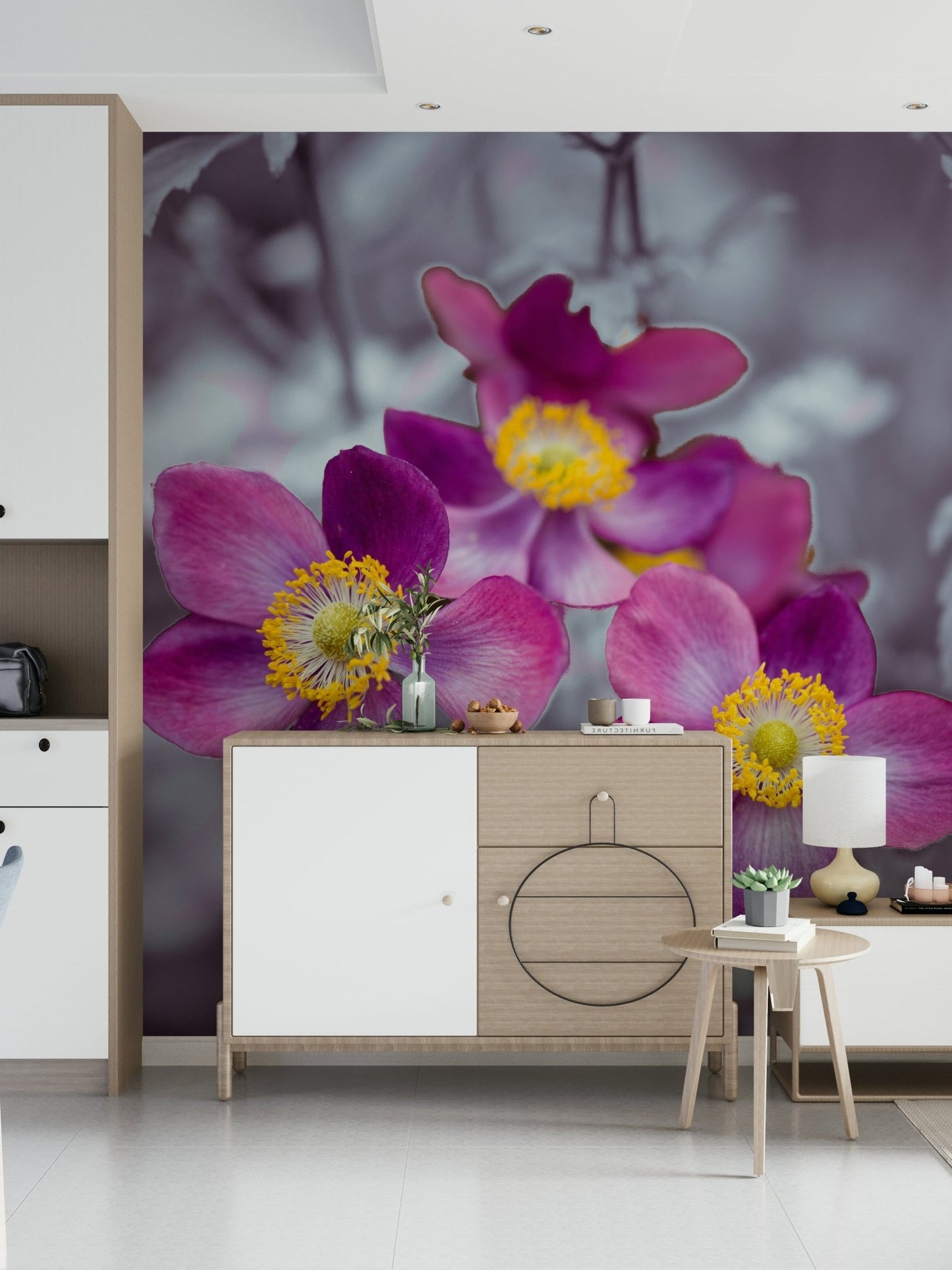 Bold anemone blossoms for a creative studio wall decoration