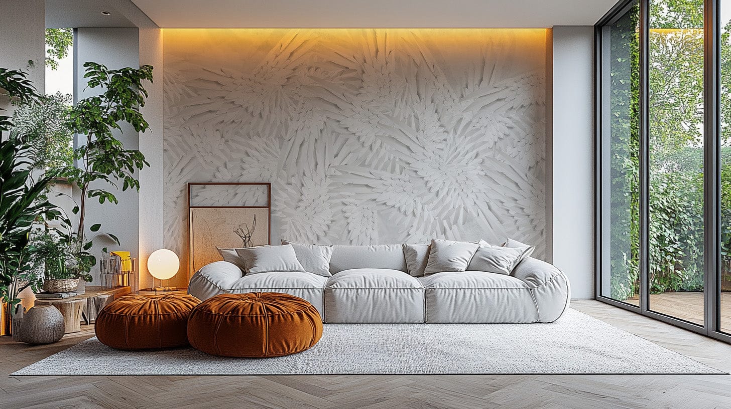Hermes-inspired feather mural adds grace to your walls. B635
