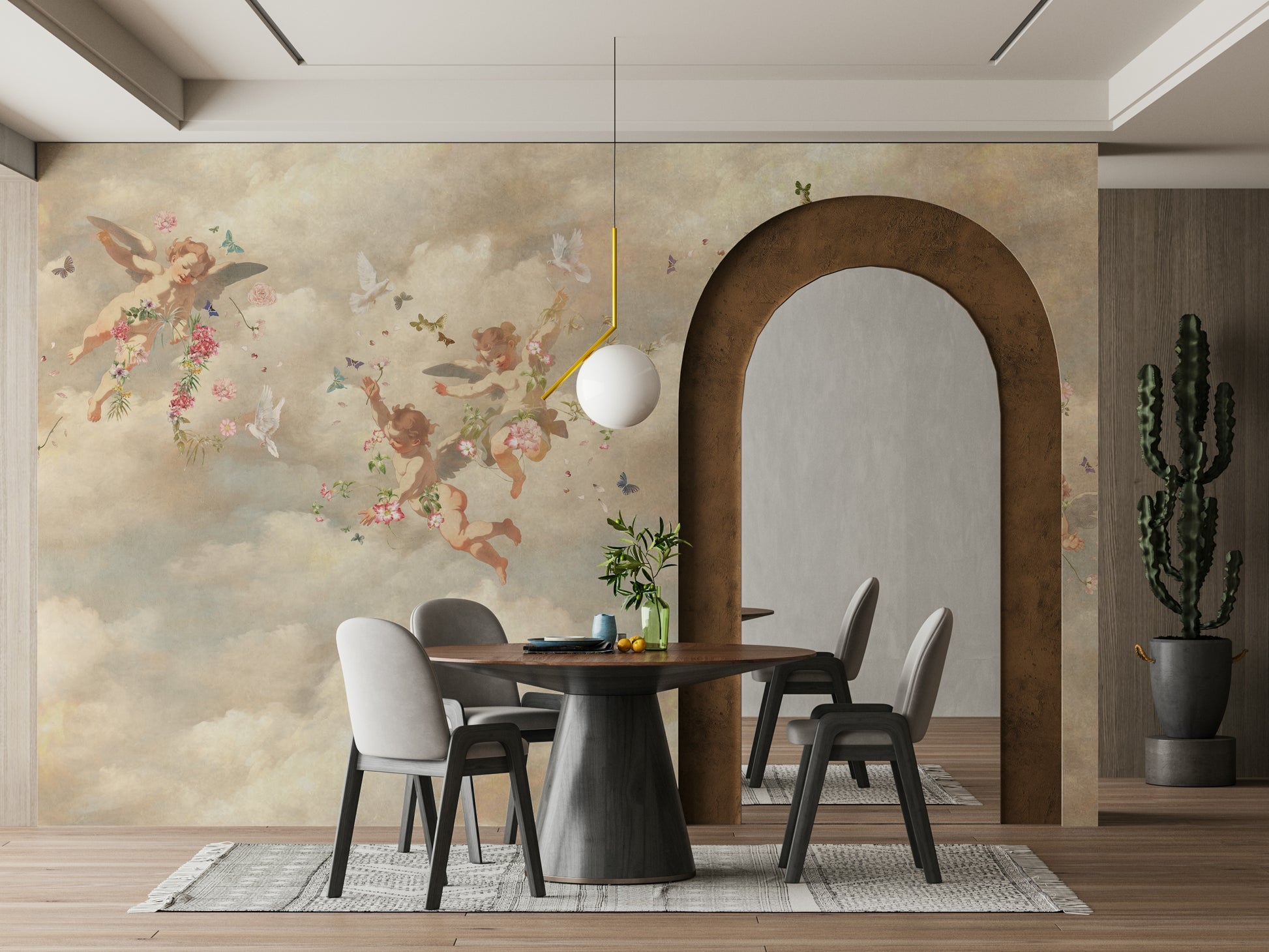 A large-scale photography print of a sky scene.

