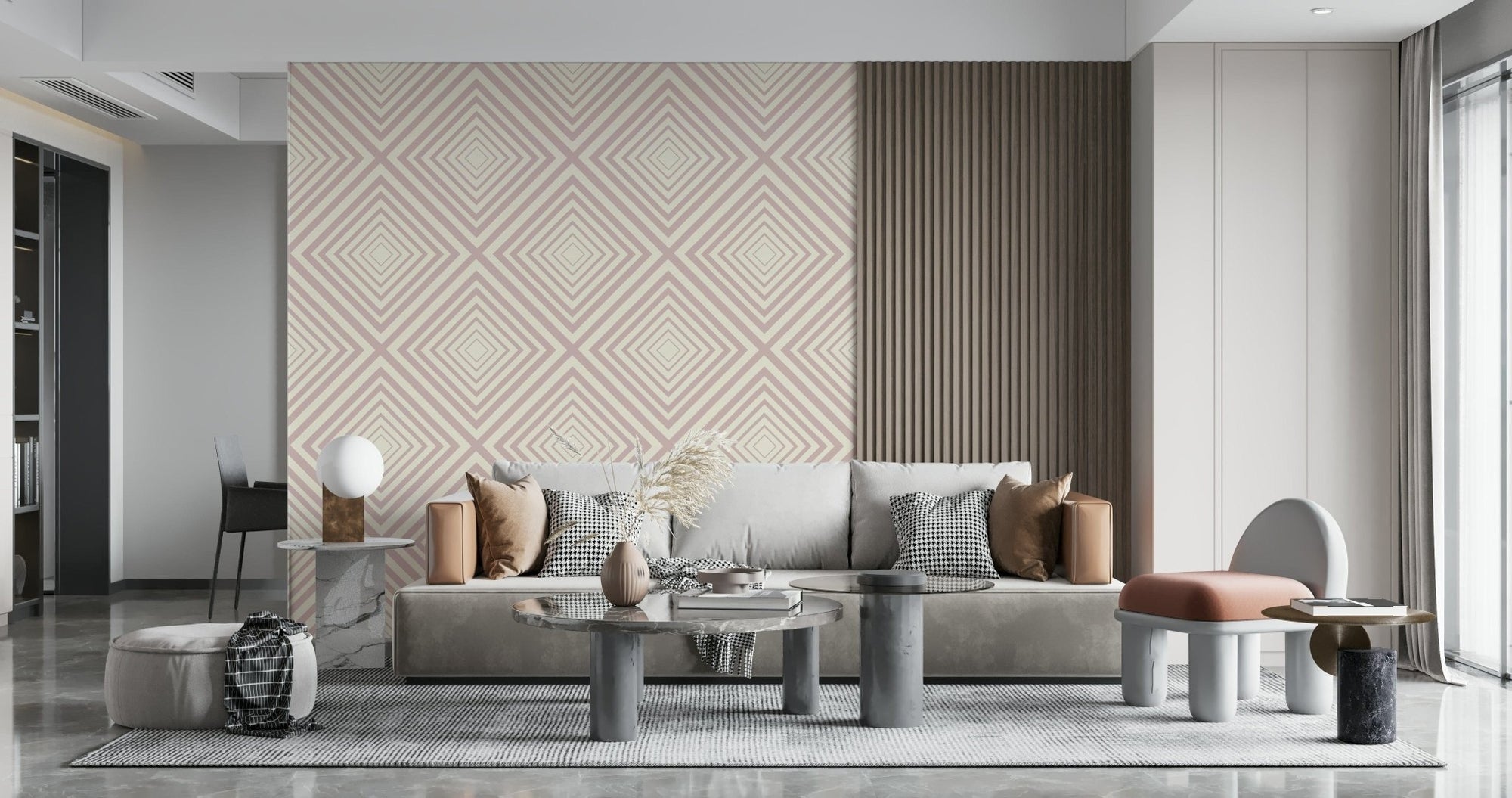 Angled Stripes Wallpaper with diagonal lines and slanted parallel bands, GD6835