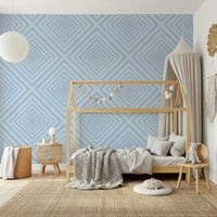 Angles of Azure calm accent wall mural, peaceful blue geometry.