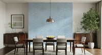 Sleek Azure interlocking stripe wallpaper for a contemporary room.