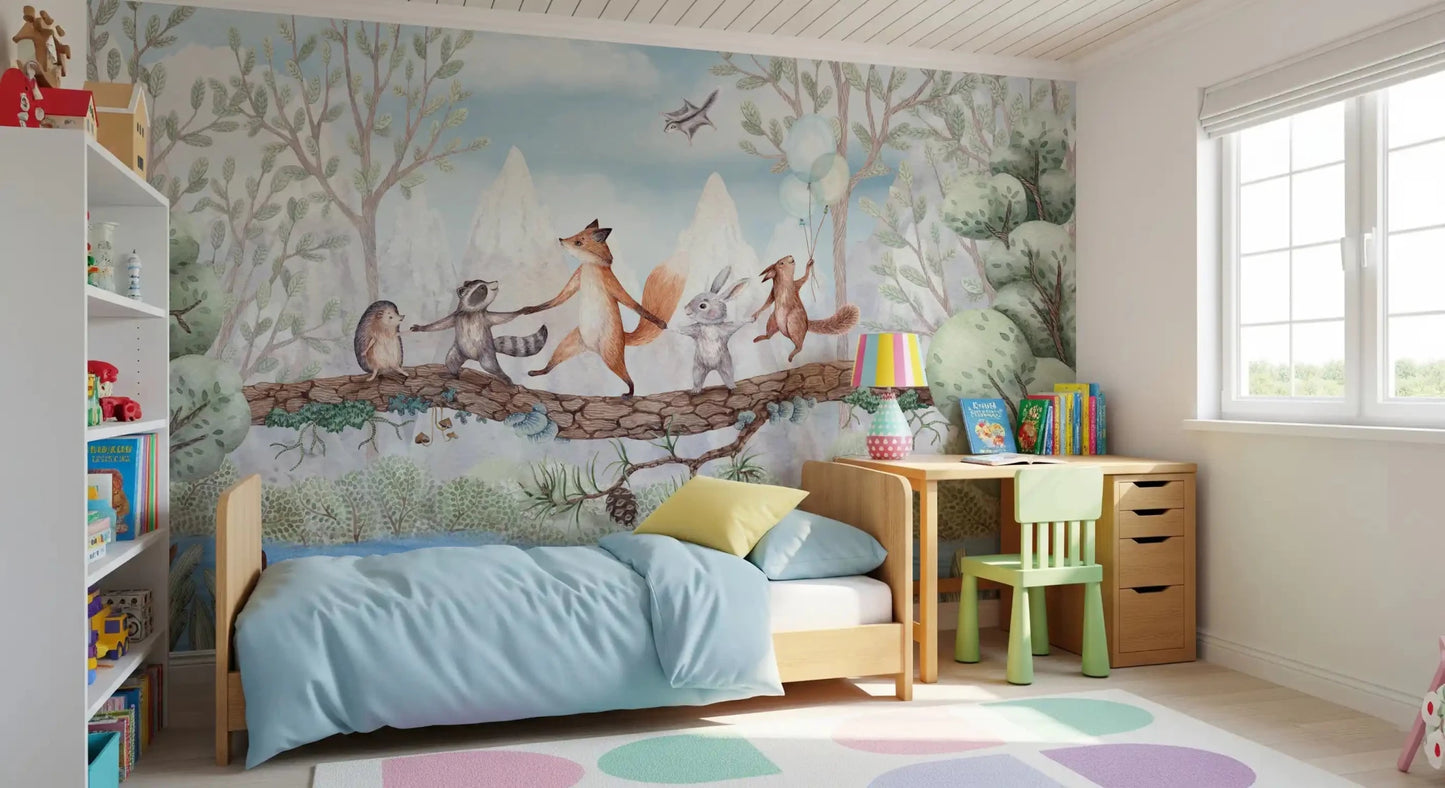 Kids forest Wall Mural with Animal Adventure design, GD9169