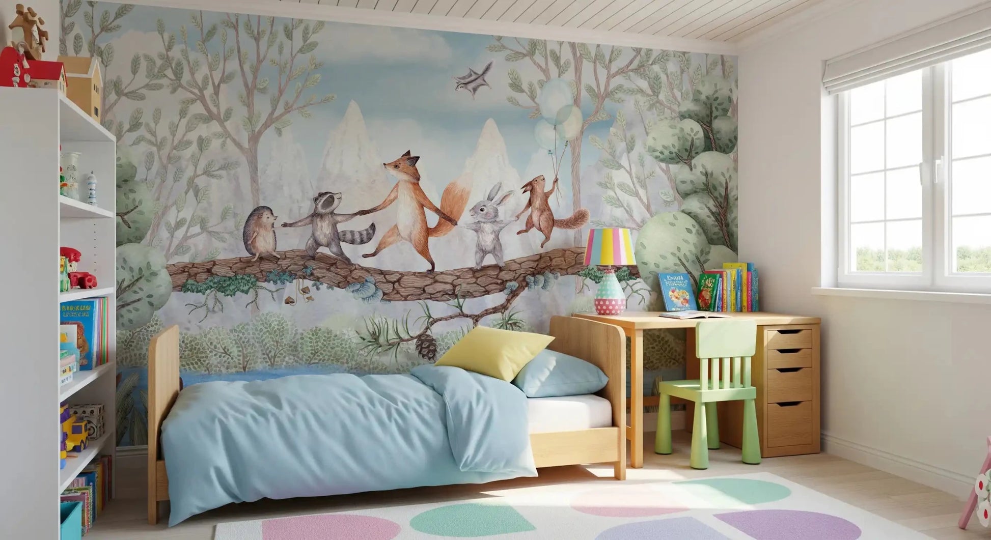 Kids forest Wall Mural with Animal Adventure design, GD9169