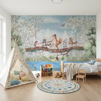 Bedroom featuring Animal Adventure Wall Mural tree branch scene, GD9169